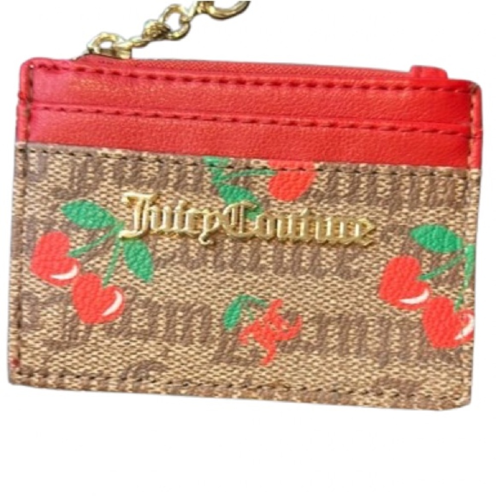 Juicy Couture Red and Brown Key Card Holder with Cherry Design NWT